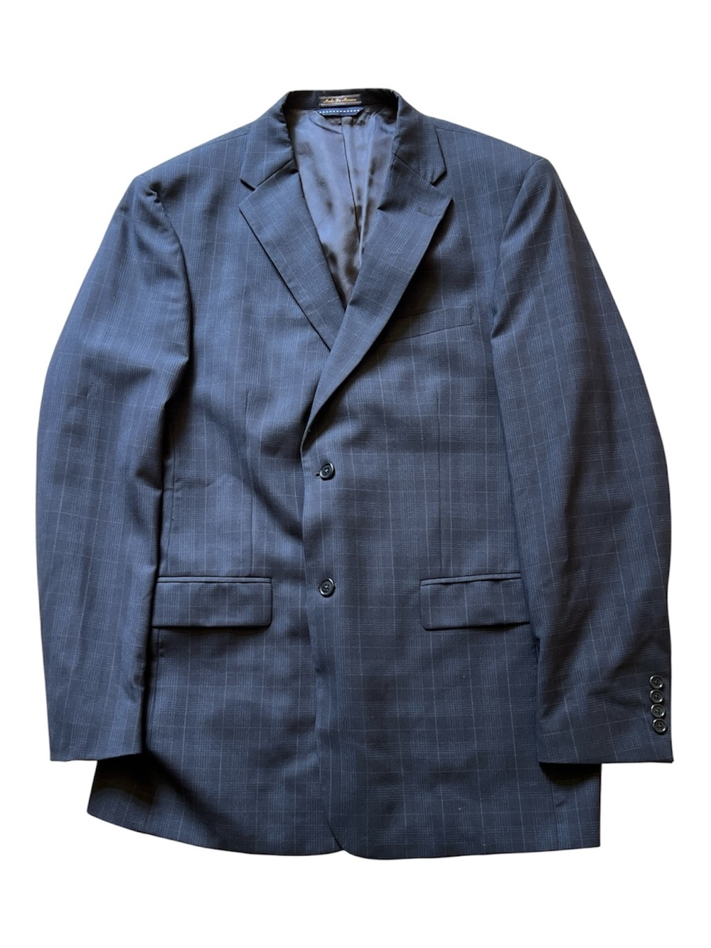 Tommy Hilfiger Mens 42L Plaid Blazer Jacket Blue Charcoal Wool Sport Coat